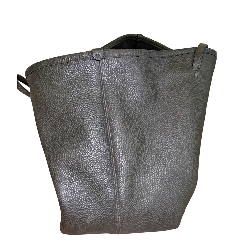 Coach Avenue Soft Tote Pebbled Leather Dark Olive Green/Gray Large Shoulder Bag - Picture 10 of 16